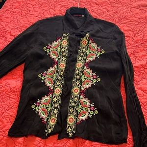 NWOT Johnny Was embroidered open front top